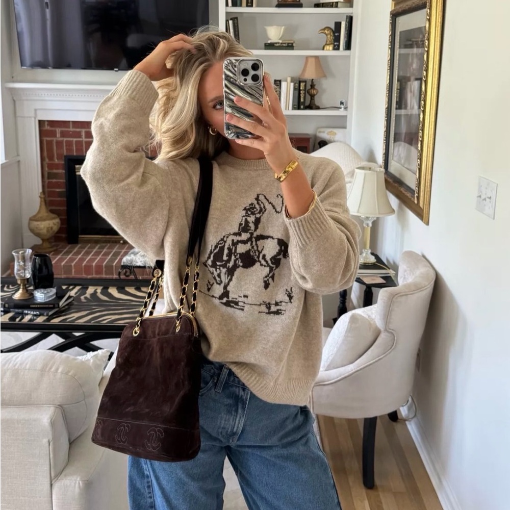 Abercrombie Cowboy Graphic Crew Sweater